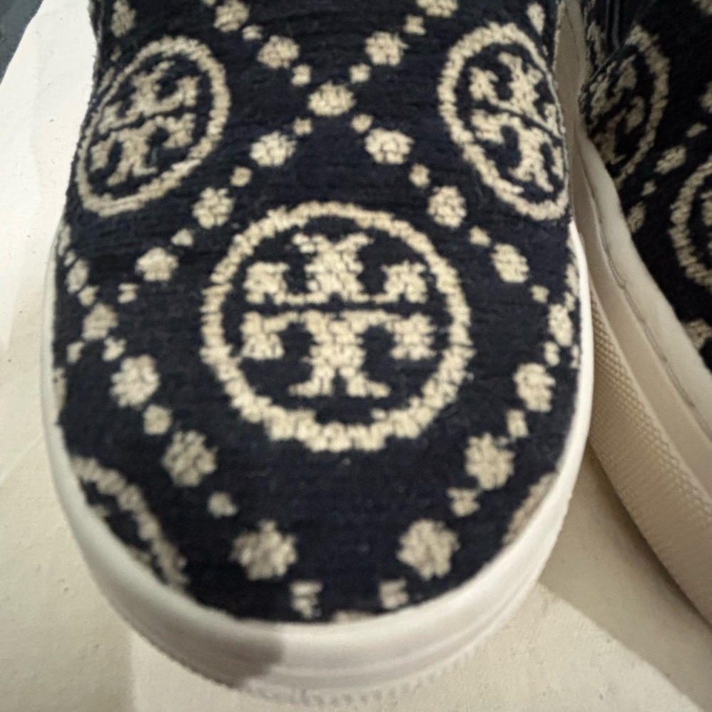 Tory Burch Black and Cream Slip-On Sneakers - Picture 10 of 13